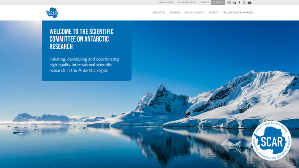 Screenshot of the Scientific Committee On Antarctic Research website