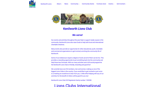 Screenshot of the Kenilworth Lions Limited website