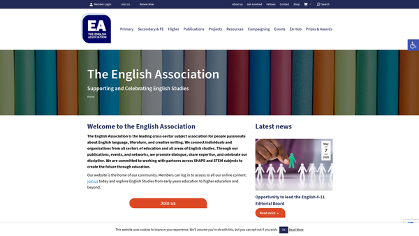 Screenshot of the The English Association website