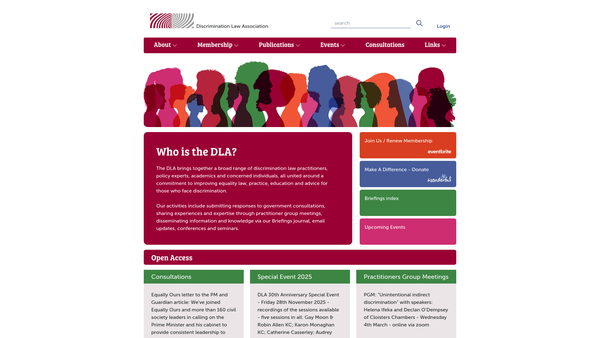 Screenshot of the Discrimination Law Association website