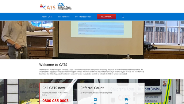 Screenshot of the Children's Acute Transport Service website