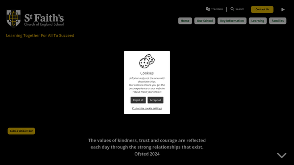 Screenshot of the St Faith's School Parents Teacher Association website