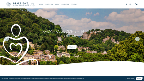 Screenshot of the Heart Jewel Kadampa Buddhist Centre website