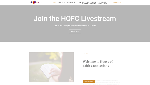 Screenshot of the Redeemed Christian Church Of God - House Of Faith Connections website