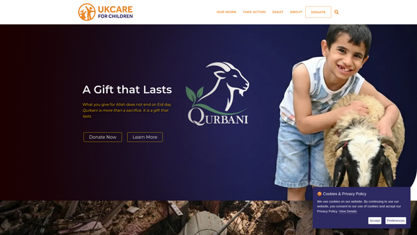 Screenshot of the UK Care For Children website