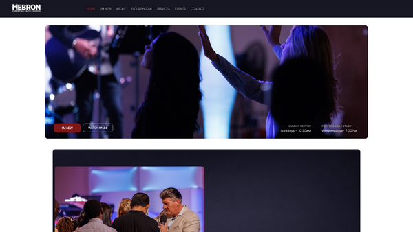 Screenshot of the Hebron Christian Faith Ministries website