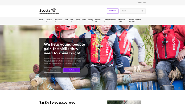 Screenshot of the Shropshire Severn And Teme District Scout Council website