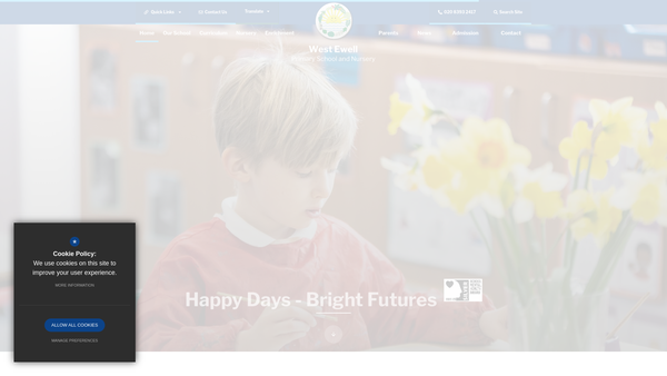 Screenshot of the West Ewell Primary School and Nursery Parent Staff Association website