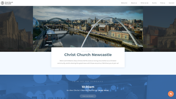 Screenshot of the Christ Church Newcastle website