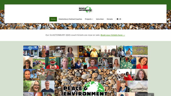 Screenshot of the Brighton Peace And Environment Centre website