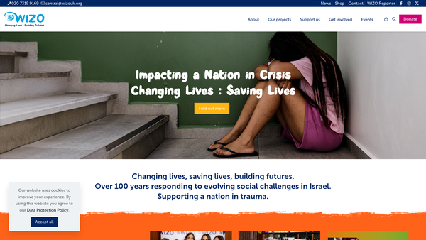 Screenshot of the Wizo.uk website
