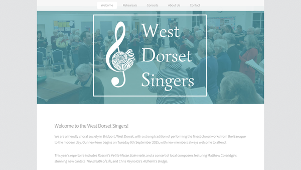 Screenshot of the West Dorset Singers website