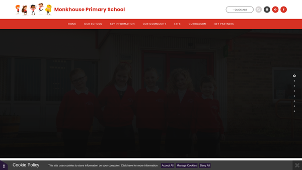 Screenshot of the Monkhouse Primary School Parent Teachers Friends Association website