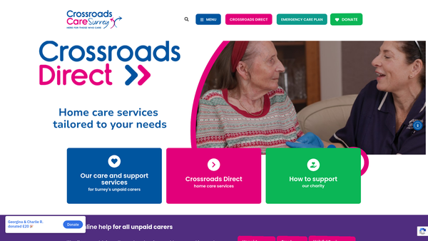 Screenshot of the Surrey Crossroads website