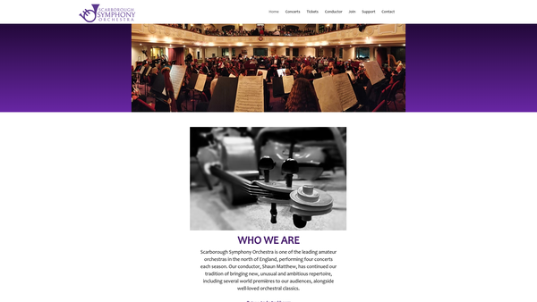 Screenshot of the Scarborough Symphony Orchestra website