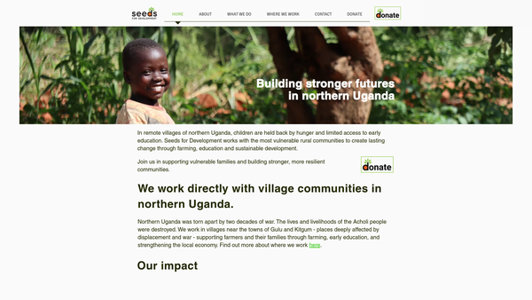 Screenshot of the Seeds For Development website