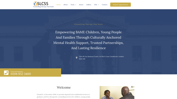 Screenshot of the South London Counselling And Support Services website