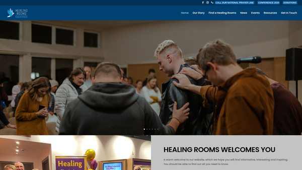 Screenshot of the Healing Rooms England & Wales website