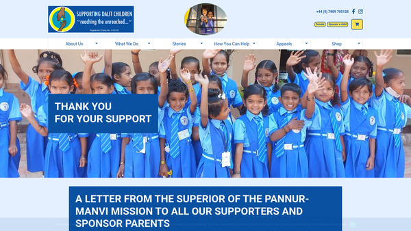 Screenshot of the Supporting Dalit Children website