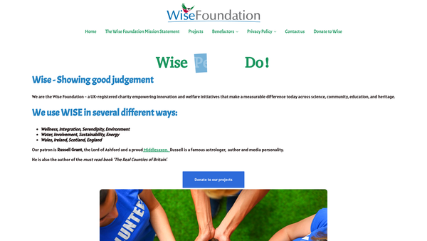 Screenshot of the The Wise Foundation website