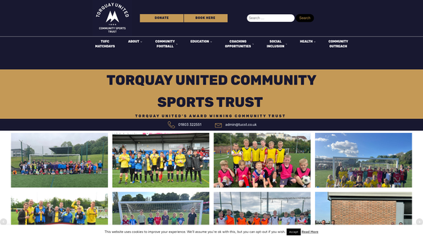Screenshot of the Torquay United Community Sports Trust website