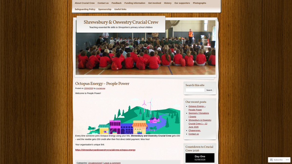 Screenshot of the Shrewsbury & Oswestry Crucial Crew website