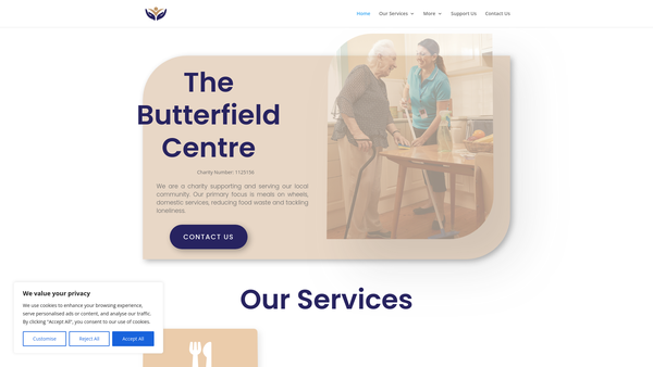 Screenshot of the The Butterfield Centre Limited website