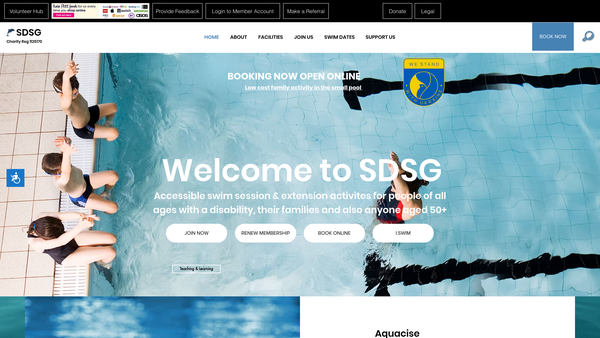 Screenshot of the Scarborough Disabled Swimming Group website