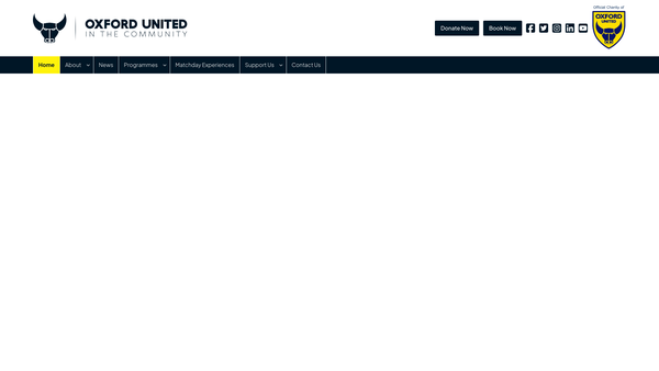 Screenshot of the Oxford United In The Community website