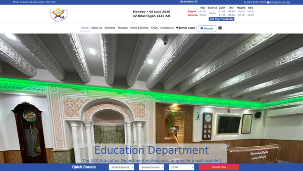 Screenshot of the Islamic Integration Community Centre Iicc website