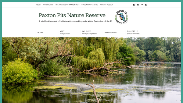 Screenshot of the Friends Of Paxton Pits Nature Reserve website