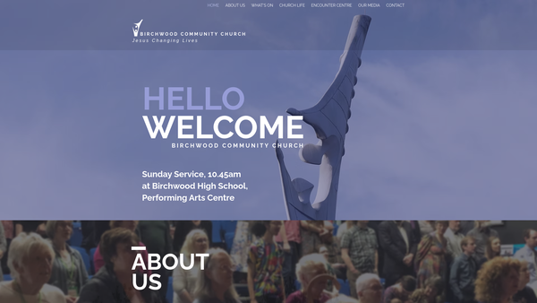 Screenshot of the Birchwood Evangelical Church website