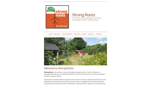Screenshot of the Strong Roots website