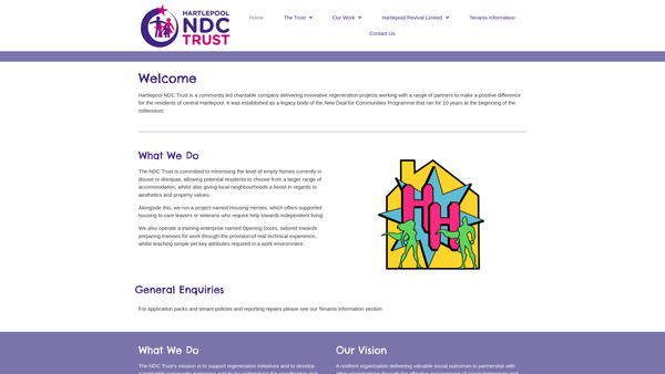 Screenshot of the Hartlepool Ndc Trust website