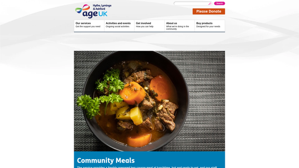 Screenshot of the Age UK Hythe, Lyminge and Ashford website