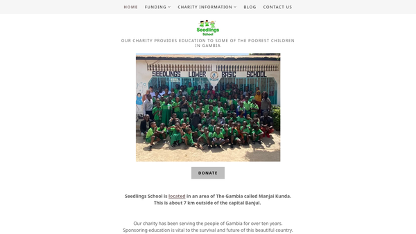 Screenshot of the Seedlings School website