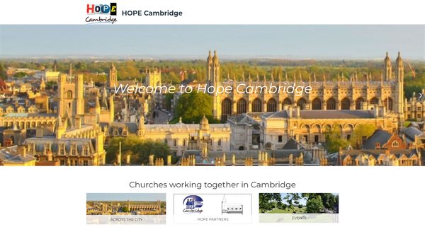 Screenshot of the Hope Cambridge website