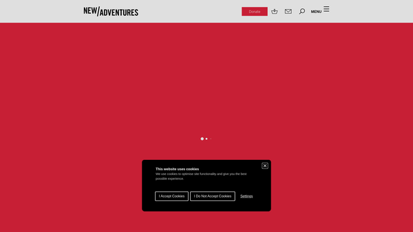 Screenshot of the New Adventures Charity website