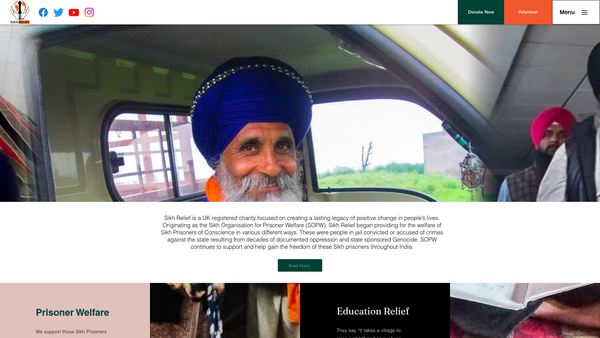 Screenshot of the Sikh Relief website