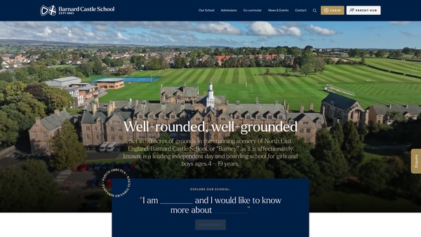 Screenshot of the Barnard Castle School website