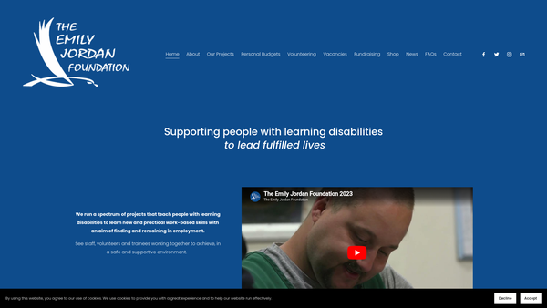 Screenshot of the The Emily Jordan Foundation website