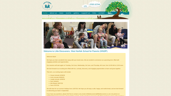 Screenshot of the Little Discoverers, West Norfolk School For Parents website