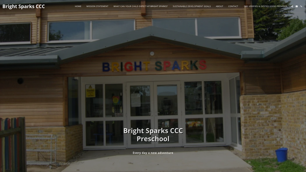 Screenshot of the Bright Sparks Childcare Centre website