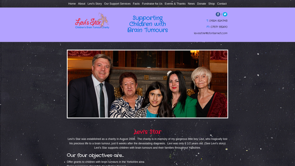 Screenshot of the Levi's Star Children's Brain Tumour Charity website