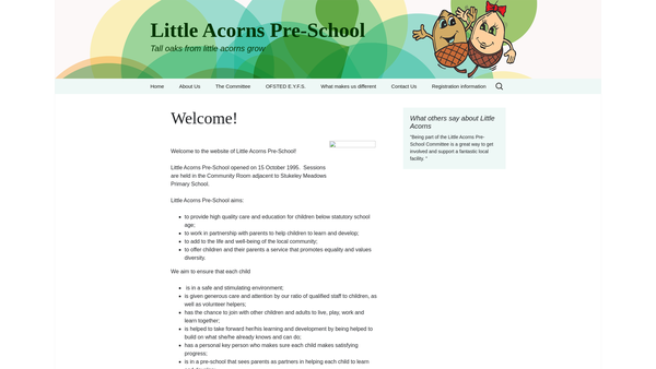 Screenshot of the Little Acorns Pre-School (Huntingdon) website