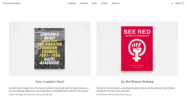 Screenshot of the Four Corners Books website
