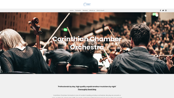 Screenshot of the Corinthian Chamber Orchestra website