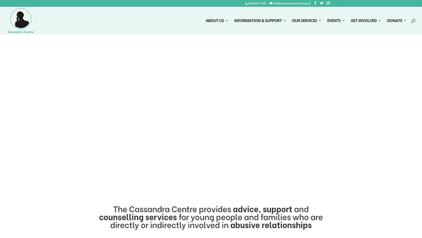 Screenshot of the Cassandra Centre Ltd website