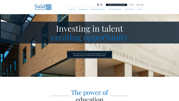 Screenshot of the The Said Foundation website