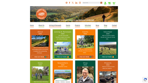 Screenshot of the The Surrey Hills Society website